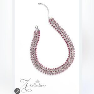 Paparazzi ZI COLLECTION Pink and Silver Crystal necklace and earrings